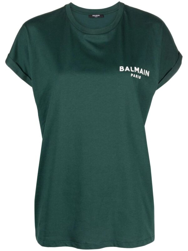 Balmain  flocked-logo cotton T-shirt