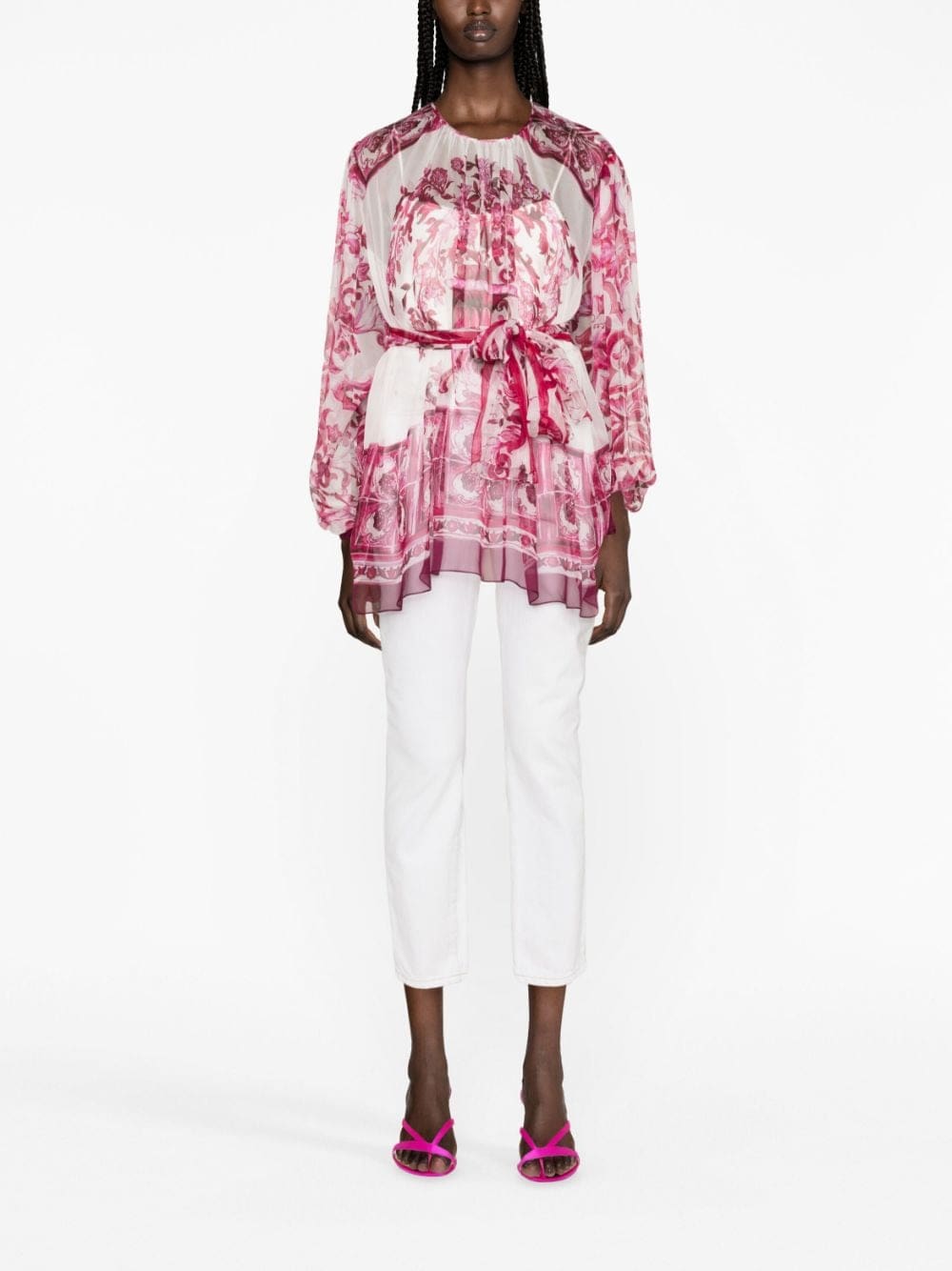 Dolce & Gabbana Majolica-print silk blouse - Image 2