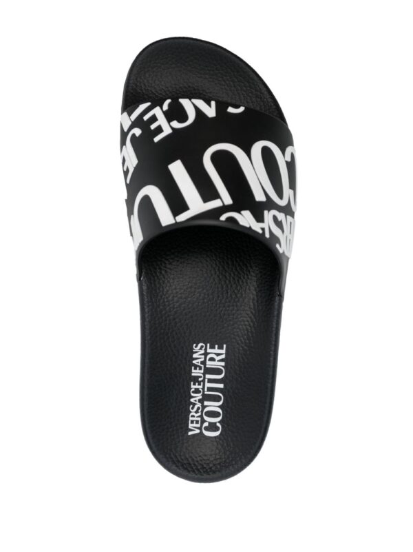Versace Jeans Couture logo-print moulded-footbed slides - Image 4