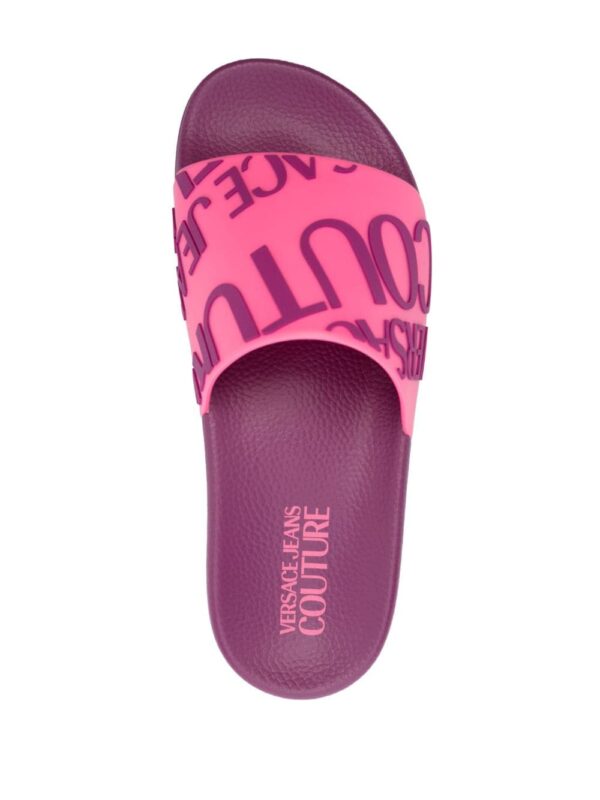 Versace Jeans Couture logo-print moulded-footbed slides - Image 4