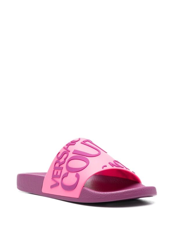 Versace Jeans Couture logo-print moulded-footbed slides - Image 2