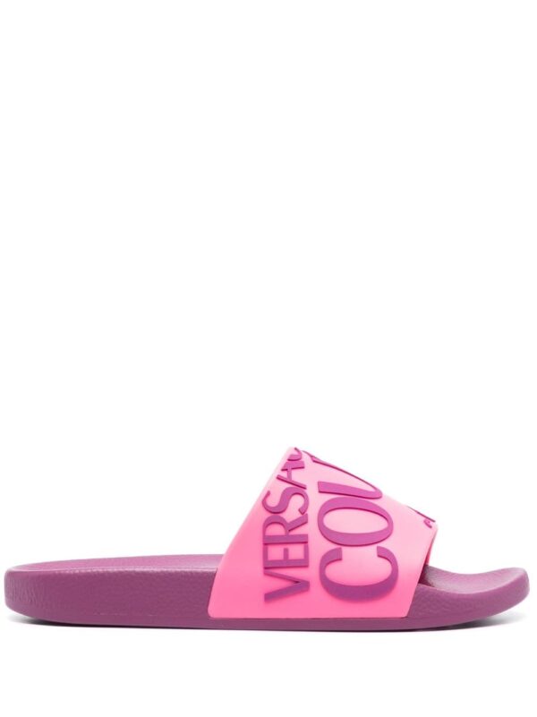 Versace Jeans Couture logo-print moulded-footbed slides