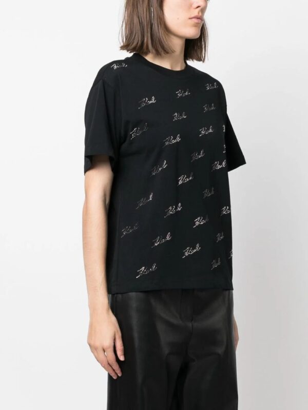 Karl Lagerfeld  rhinestone-embellished organic-cotton T-shirt - Image 3