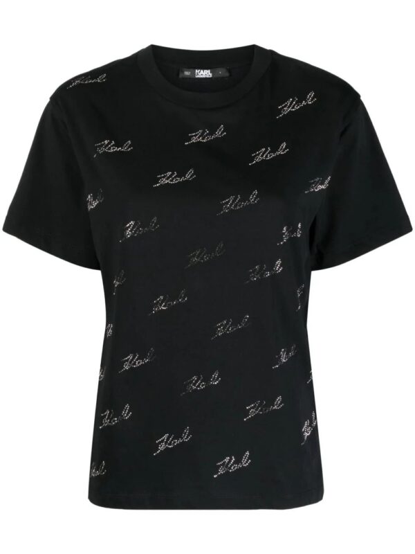 Karl Lagerfeld  rhinestone-embellished organic-cotton T-shirt