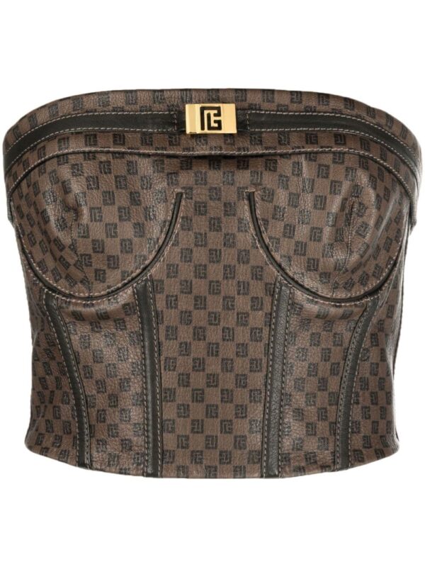 Balmain monogram corset top