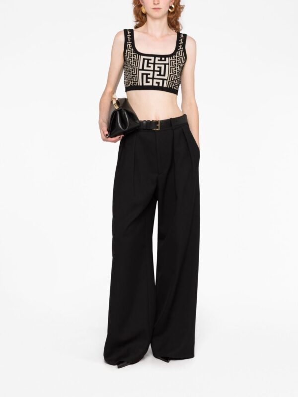 Balmain monogram-jacquard cropped knit top - Image 2
