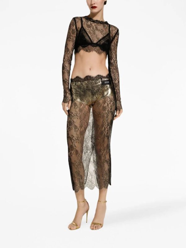 Dolce & Gabbana  semi-sheer lace midi skirt - Image 3