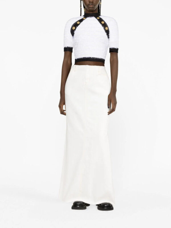 Balmain  button-embellished tweed crop top - Image 2