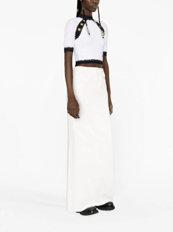 Balmain  button-embellished tweed crop top - Image 4