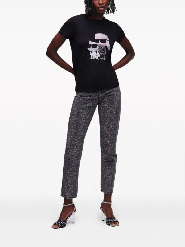 Karl Lagerfeld  Ikonik rhinestone-embellished T-shirt - Image 2