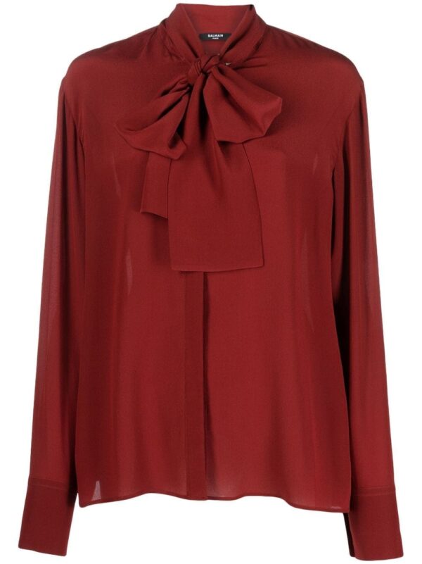 Balmain pussy-bow silk blouse