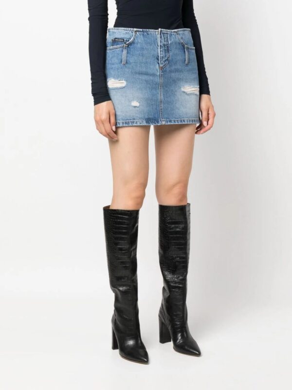 Dolce & Gabbana  distressed-effect denim miniskirt - Image 3
