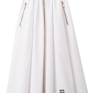 Miu Miu  logo-embroidered pleated cotton skirt