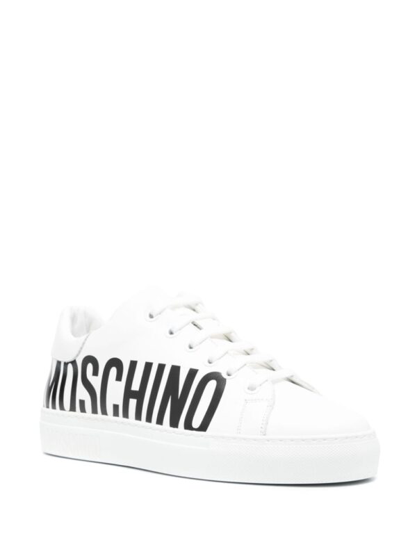 Moschino logo-print leather sneakers - Image 2