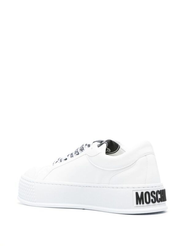 Moschino embossed-logo faux-leather sneakers - Image 3