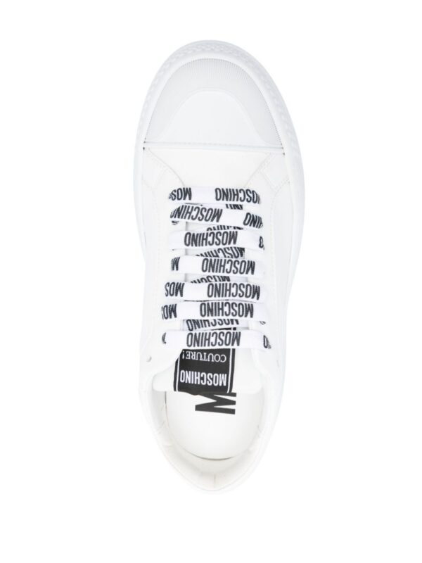 Moschino embossed-logo faux-leather sneakers - Image 4
