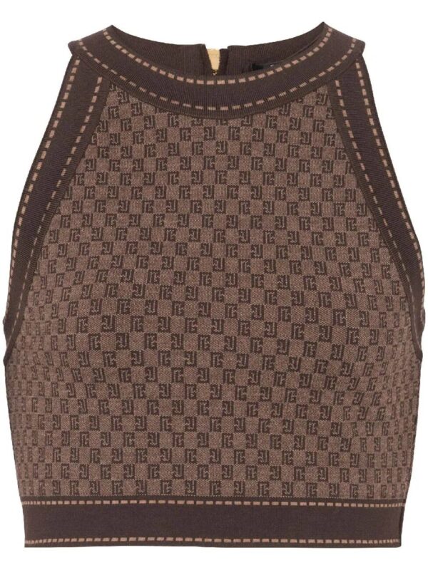 Balmain  monogram-jacquard cropped top