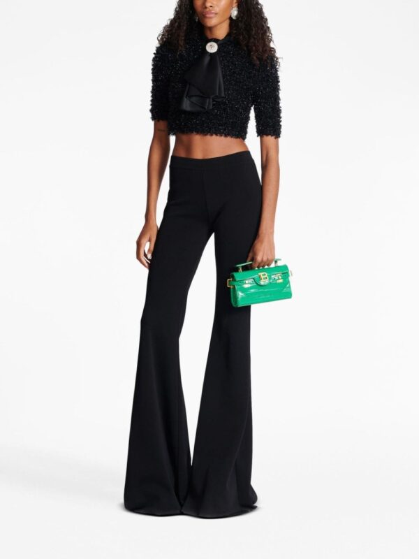 Balmain pussy-bow cropped tweed top - Image 2
