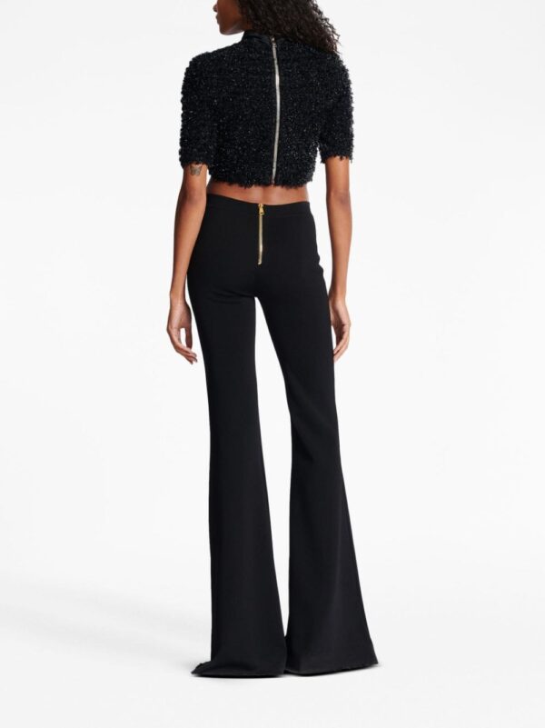 Balmain pussy-bow cropped tweed top - Image 4