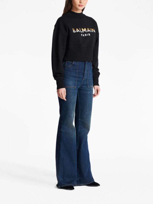 Balmain  logo-print cropped sweatshirt - Image 3