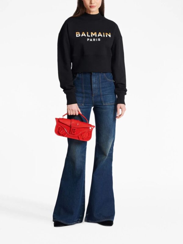 Balmain  logo-print cropped sweatshirt - Image 2