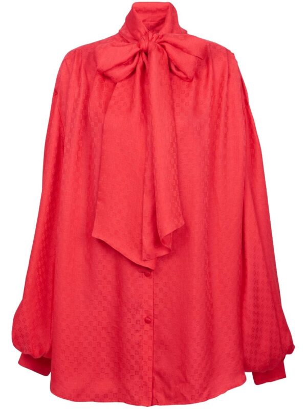 Balmain monogram-jacquard silk shirt