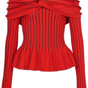 Balmain knotted off-shoulder top