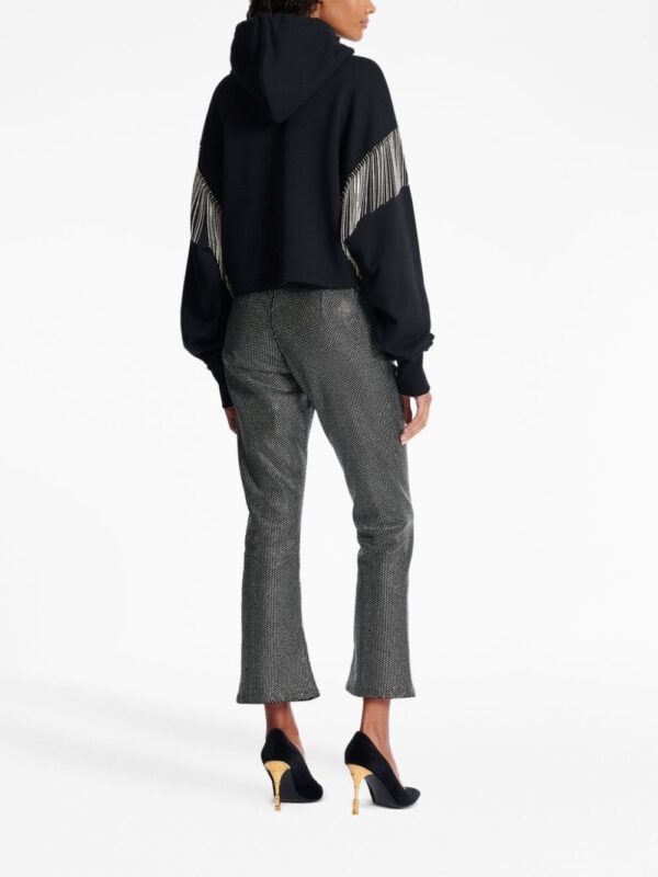 Balmain fringed organic-cotton hoodie - Image 4