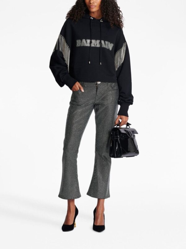 Balmain fringed organic-cotton hoodie - Image 2