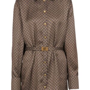 Balmain mini monogram-print silk shirt