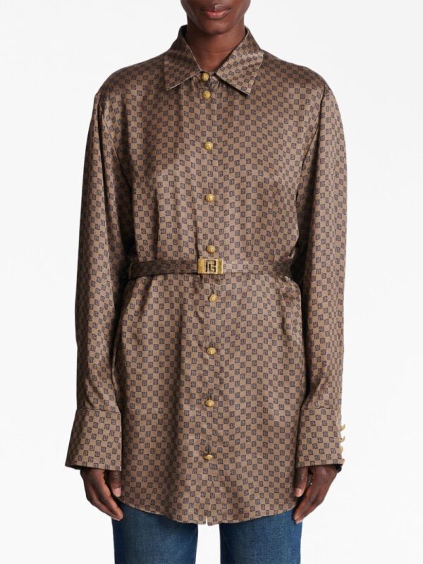 Balmain mini monogram-print silk shirt - Image 5