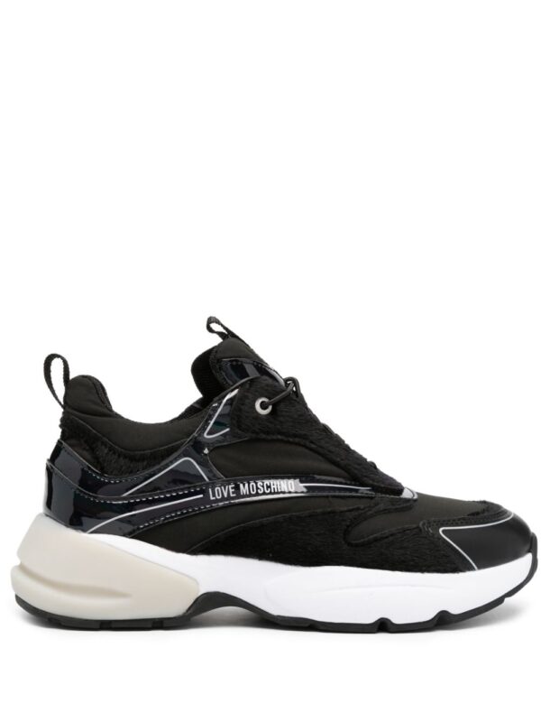 Love Moschino faux-shearling trim panelled sneakers