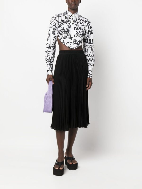 Versace Jeans Couture  fully-pleated logo-waistband midi skirt - Image 2