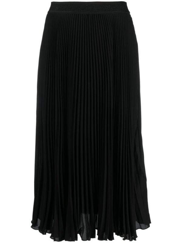 Versace Jeans Couture  fully-pleated logo-waistband midi skirt
