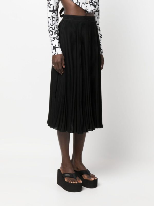 Versace Jeans Couture  fully-pleated logo-waistband midi skirt - Image 3