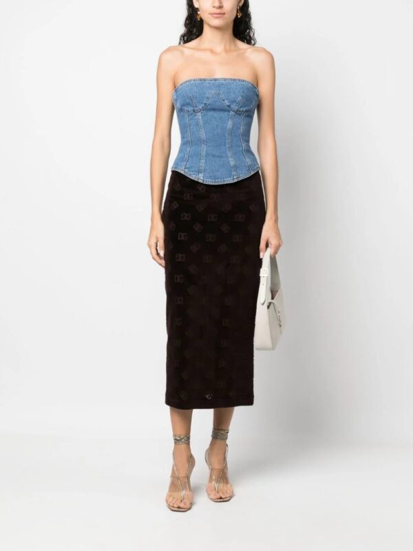 Dolce & Gabbana  monogram-pattern logo-waistband midi skirt - Image 2