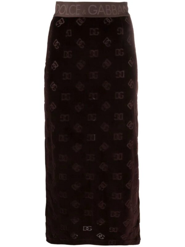 Dolce & Gabbana  monogram-pattern logo-waistband midi skirt