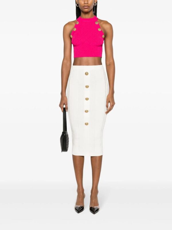 Balmain  Lion Head-buttons cropped tank top - Image 2