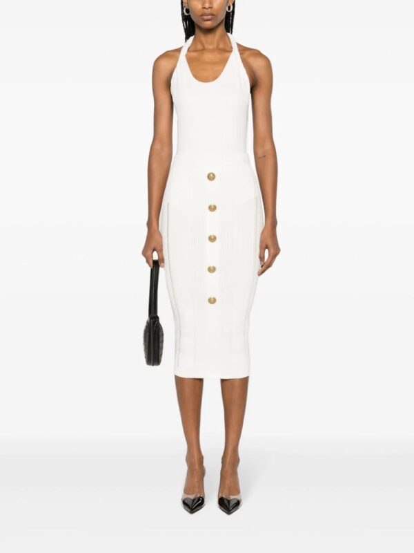 Balmain  lion-head-buttons ribbed skirt - Image 2