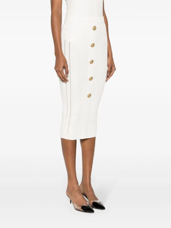 Balmain  lion-head-buttons ribbed skirt - Image 3