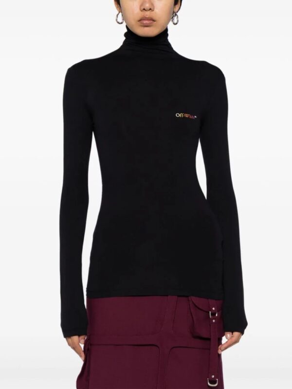 Off-White  logo-print roll-neck T-shirt - Image 3