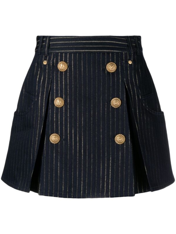 Balmain  button-embellished striped miniskirt
