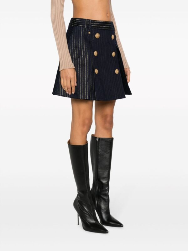 Balmain  button-embellished striped miniskirt - Image 3