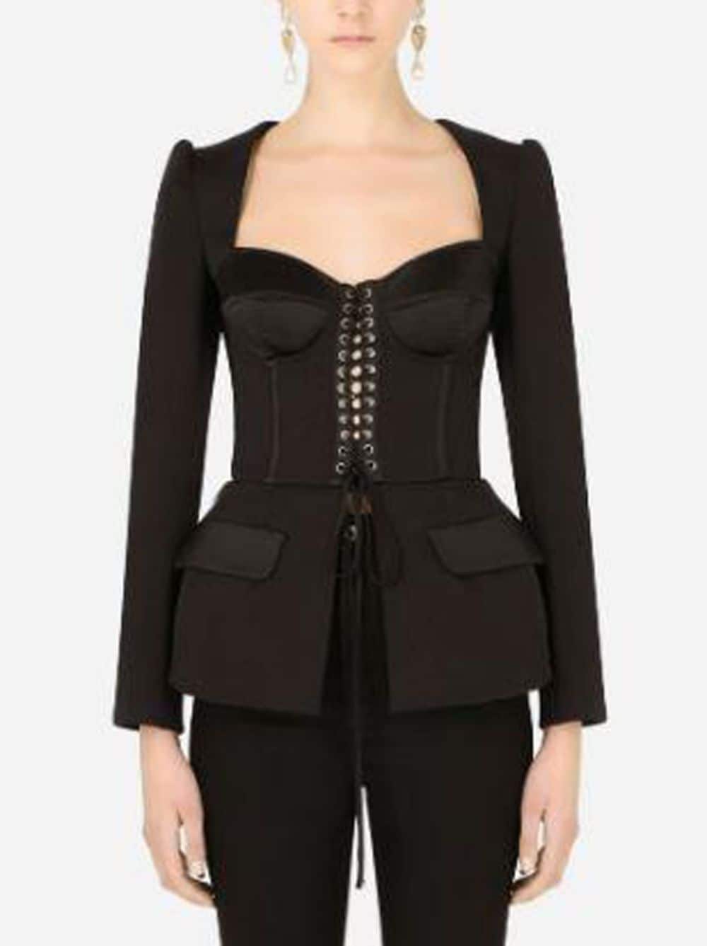 Dolce & Gabbana Cotton and Satin Top with Laces and Eyelets - Image 2