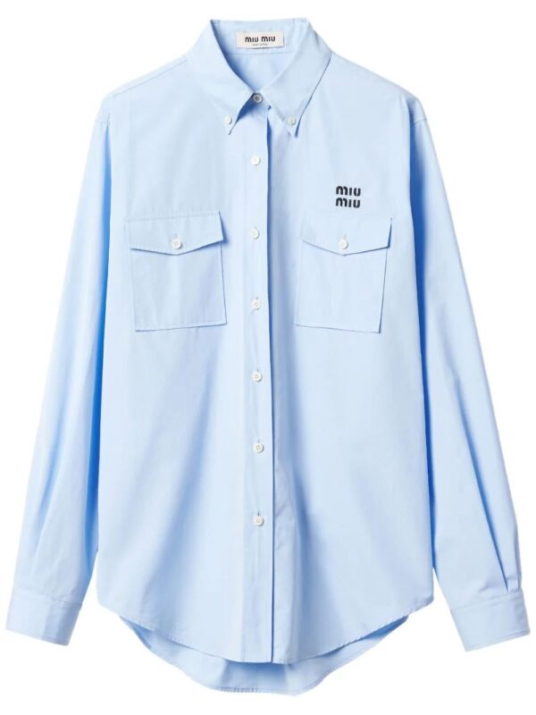 Miu Miu  logo-embroidered flap-pocket shirt