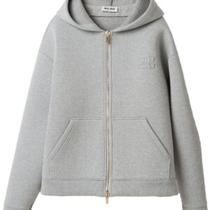 Miu Miu  logo-appliqué cotton hoodie