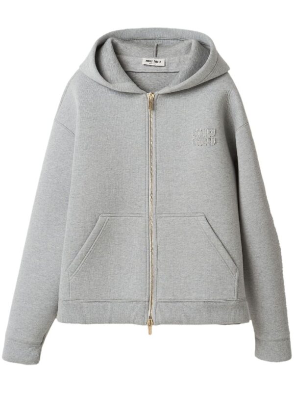 Miu Miu  logo-appliqué cotton hoodie