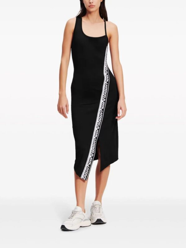 Karl Lagerfeld  logo-trim asymmetric midi dress - Image 3