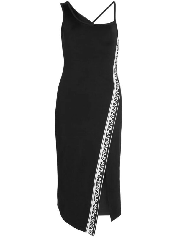 Karl Lagerfeld  logo-trim asymmetric midi dress