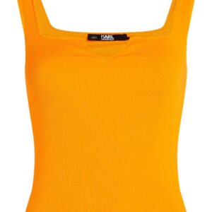 Karl Lagerfeld logo-embroidered fine-ribbed tank top